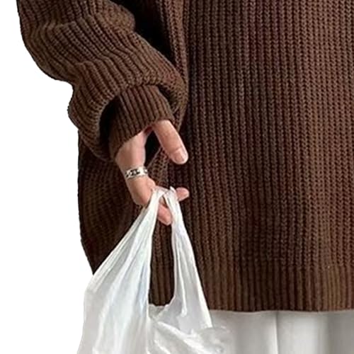 Men's Oversized Crewneck Knitted Sweater Classic Elasticity Sweaters Casual Soft Pullover Streetwear Tops4