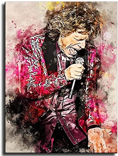ERUZO Kit de peinture diamant 5D pour adultes, Mick Jagger, loisirs créatifs, décoration murale, 50 x 50 cm