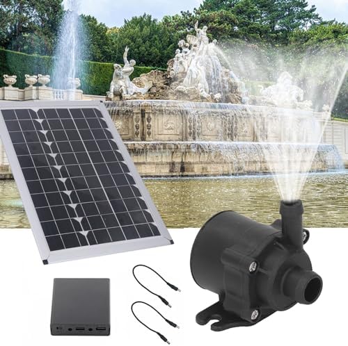Vista 6 de Kit de bomba de fuente solar de 20 W con bomba sumergible de 12 V y elevación de 16.4 ft, multifuncional para riego de estanques de jardín