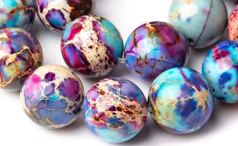 Zenkeeper 108 Pcs Sea Sediment Imperial Jasper Beads for Jewelry Making 8 MM Colorful Imperial Jasper Gemstones Loose Stone Beads - Image 3