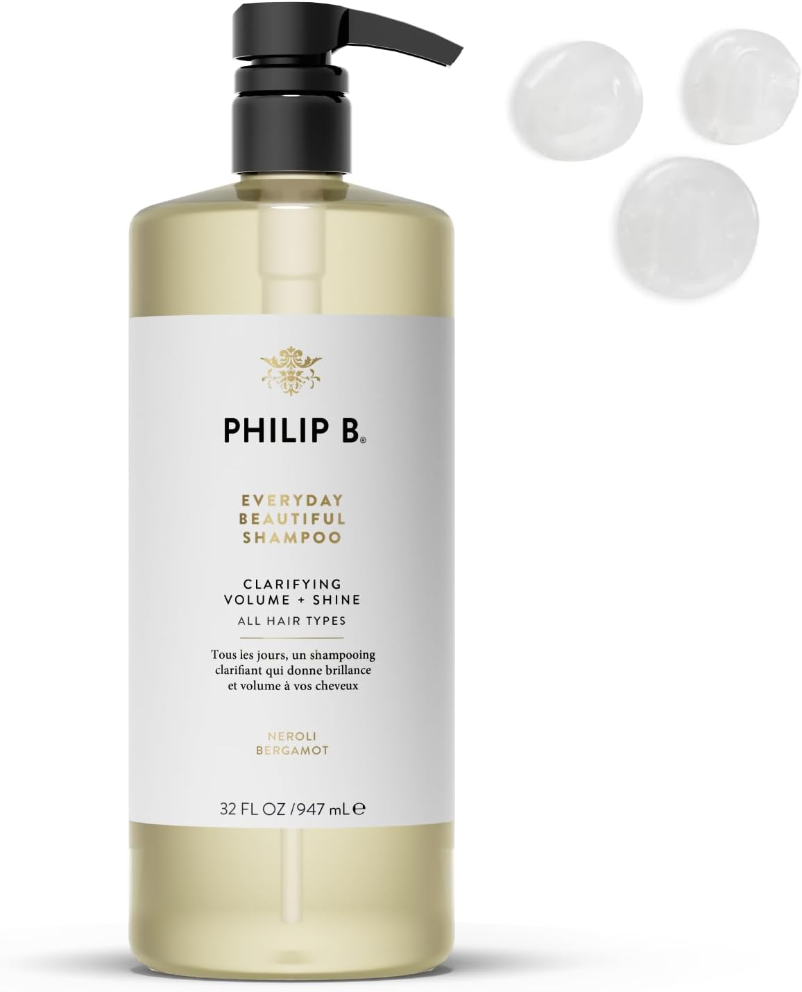 PHILIP B Everyday Beautiful Shampoo - 32 fl. oz. (947 ml) - Clarifying, Volumizing and Shine Enhancing, Removes Excess Buildup, Sulfate-Free, Made in USA