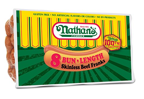Nathan's Famous Original All Beef Franks, 8 Hotdogs Per Package, 3 Pack Bundle