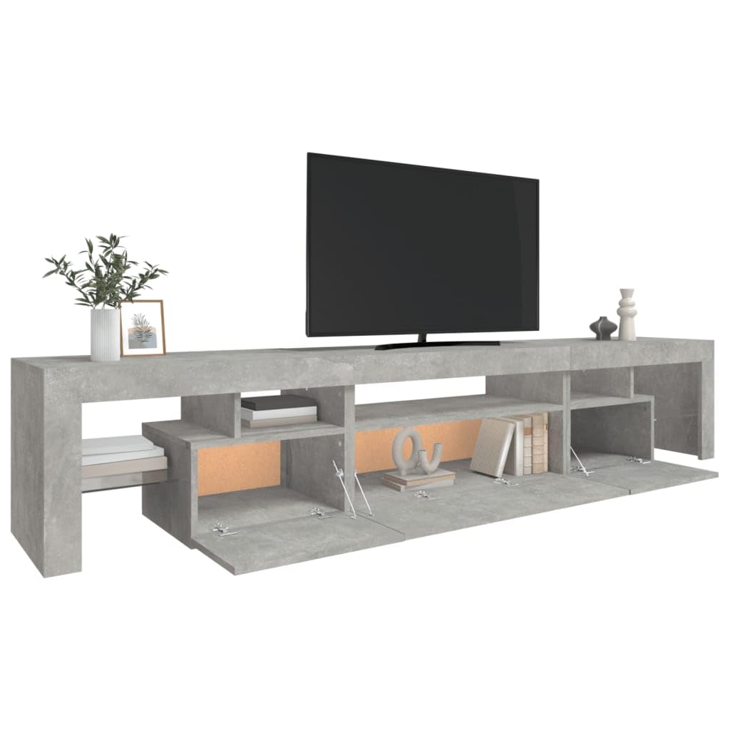 vidaXL Mobile Porta TV con Luci LED Grigio Cemento 215x36,5x40 cm