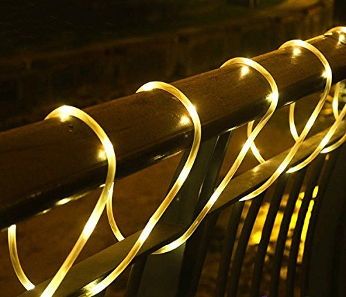 Solar Rope Lights Outdoor,KINGCOO 12M/39ft 100LED LED Rope Lighting Waterproof Copper Wire Rope String Light for Outdoor Indoor Home Garden Patio Parties (Warm White) - Image 2