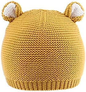 LLmoway Toddler Infant Beanies Boys Girls Knit Hat Cotton Cute Crochet Kids Yellow Beanie Skull Cap, 1T-1.5T