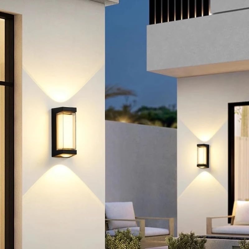 Image of blissbells Modern LED Up Down Wall Light | Black Rectangular Decorative Wall Lamp for Indoor & Outdoor | Warm White Wall Sconce for Home, Balcony & Exterior Walls