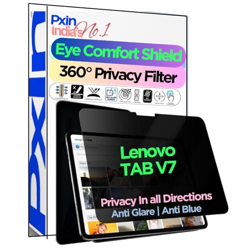 Image of PxIn Tablet Privacy Screen Guard compatible with Lenovo TAB V7 | No.1 | Anti Glare | Anti Blue Light | Anti UV | 4 Way Privacy Filter | 360 Privacy | Eye Protect