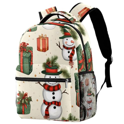 Sac à dos de Noël bonhomme de neige pour enfant et adolescent en école primaire multicolore