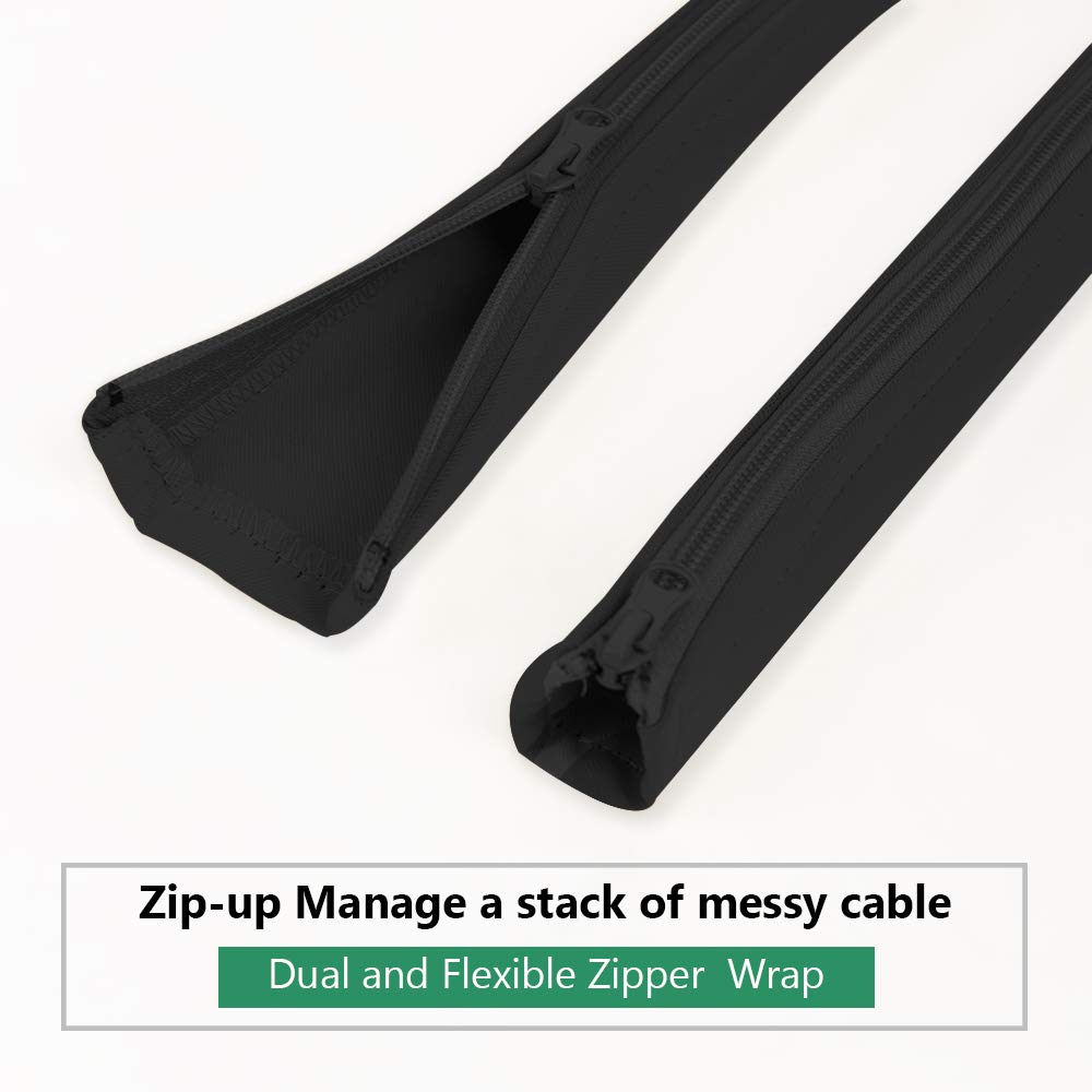 StangH Fundas de gestión de cables para cables, organizador de cubierta para sistema de gestión de cables con cremallera, protector de ocultación de cables de 19 pulgadas para TV, computadora,