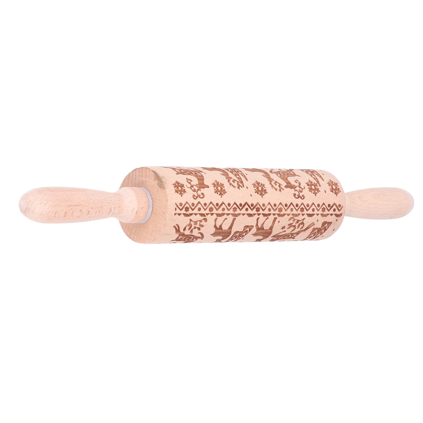 Madera con símbolos temáticos Grabados en 3D para Hornear Galletas en Relieve, Pasteles, Pizza, Galletas, Rodillo, Herramienta de Cocina, 13,78 Pulgadas (costumbres exóticas)