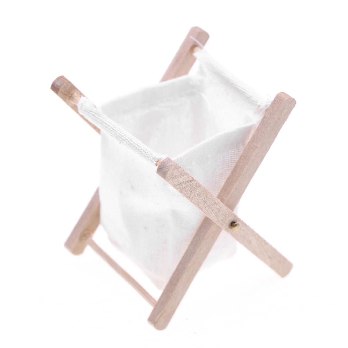 Ausi 1/12 Miniature Laundry Basket Dollhouse Accessories, Wood White