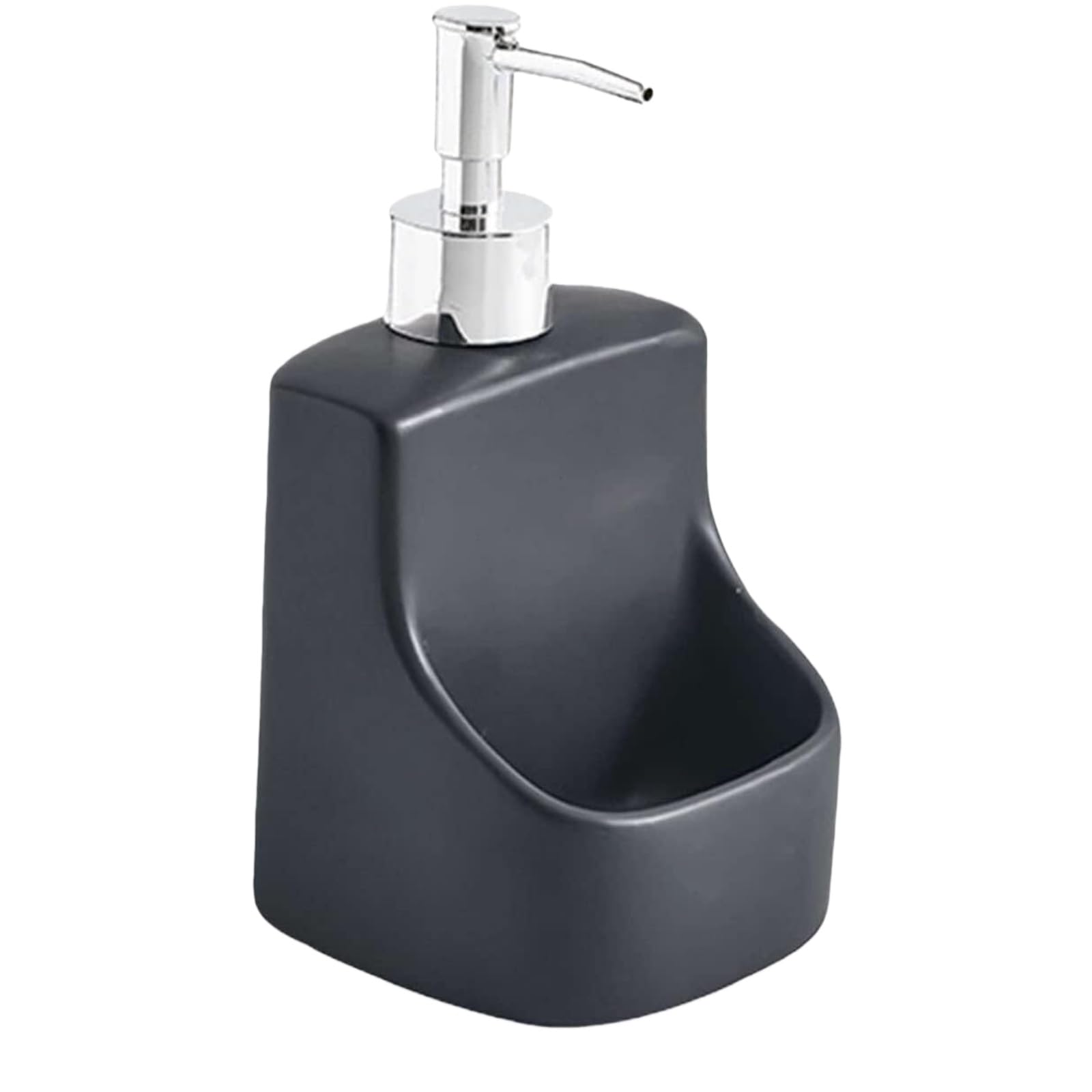 Dozownik mydła, Kreatywny wielofunkcyjny ceramiczny dozownik mydła z uchwytem na mydelniczkę, organizer do zlewu kuchennego w łazience, 9,5x9,5x18cm 1szt(Black)