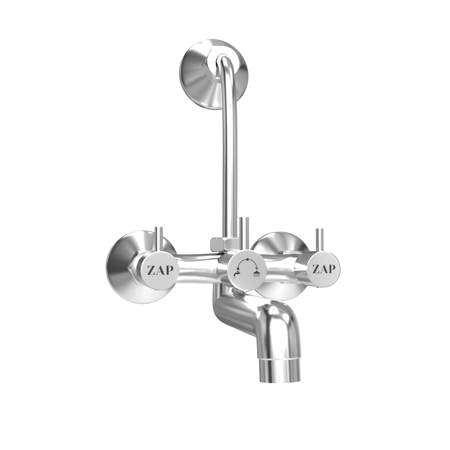 Zap Elixir Full Brass Chrome Plated 2 in 1 Wall Mixer with Provision for Over Head Shower and Long Bend Pipe for Bathroom (B0C1H7XTHT) Amazon Price History, Amazon Price Tracker