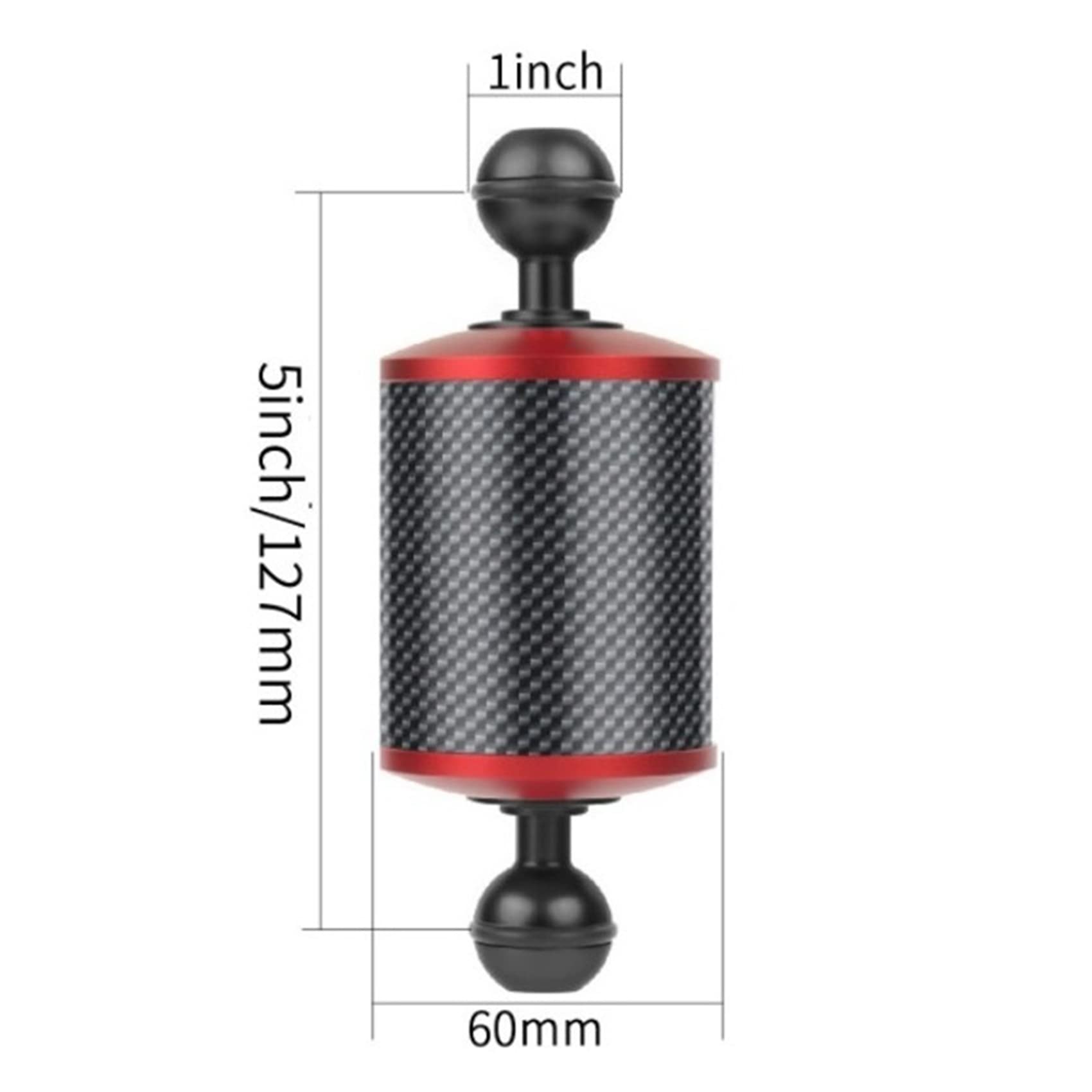 2X Brazo Acuático de Flotabilidad Flotador de Fibra de Carbono de 60 mm de Diámetro 5 Pulgadas para Bandeja de Cámara DSLR, Accesorios de Buceo Submarino, Rojo, 750062141