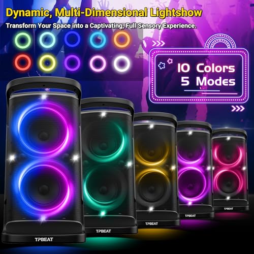 Tpbeat TP-PT-01 Portable Bluetooth Party Speaker: 160W Peak Powerful Loud Sound Deep Bass Wireless Boombox Large Subwoofer 15 Hours Battery Life Fast Charging thumb #2