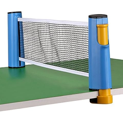 HomeYoo Portable Retractable Table Tennis Net, Indoor Playing Ping Pong Net, 6 Feet (1.8M), Fits Tables Up to 2.0 inch (5.0 cm) (Blue) Cover