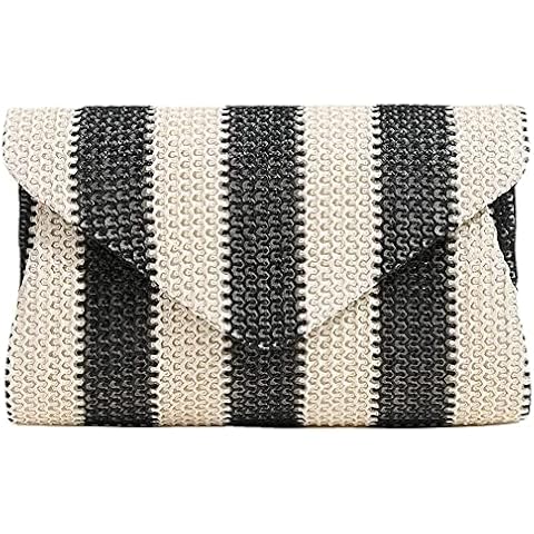 Obosoyo Straw Crossbody Bag Straw Clutch Women Woven Straw Shoulder Bags Summer Beach Envelope Purse Wallet Cover