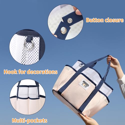 Peicees Small Mesh Beach Bag With Large Capacity Sand Resistant Lightweight Women Foldable Tote Summer Vocation Travel Pool3