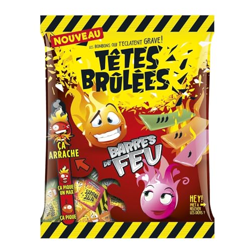 TETES BRULEES – Barres Bonbons Intense au Goût Acidulé, Plaisir Piquant à Partager (200g) - Le Lot De 4