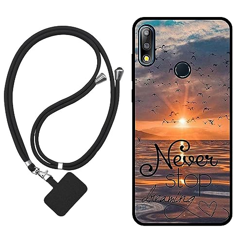Sunrive Funda Compatible con ASUS Zenfone MAX Pro (M2) ZB631KL,Slim Fit Gel Mate Carcasa Case Bumper de Impactos y Anti-Arañazos Espalda Cover (Mar,Sol,Gaviotas)+1 X Correa Universal