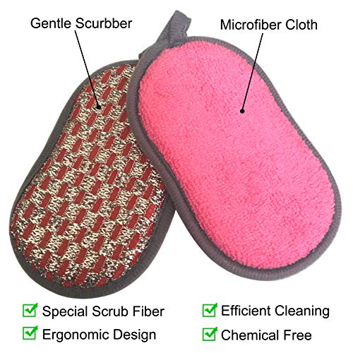 Image of Scrub-it Multi-Purpose Non-Scratch Double-Side Double-Effect Microfiber Scrub Sponges for Kitchen with Heavy Duty Scouring Power - Effortless Cleaning of Dishes Pots Pans Pack of 6 (Red)
