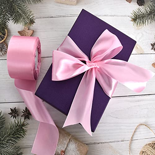 TONIFUL 2 Inch x 25 Yards Wide Light Pink Satin Ribbon Solid Fabric Ribbon for Gift Wrapping Crafts Chair Sash Eternal Flower Invitation Cards Hair Bows Sewing Party Wedding Decoration - Image 4