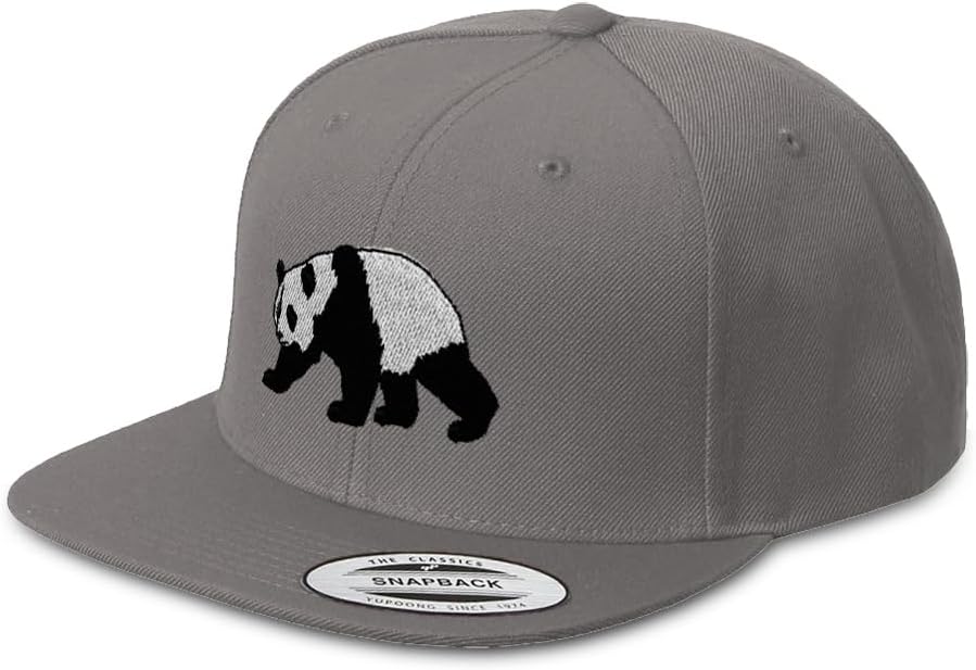 Snapback Hat for Men Flat Brim Hats Animal Wildlife Panda Embroidered Flat Bill Hat Acrylic