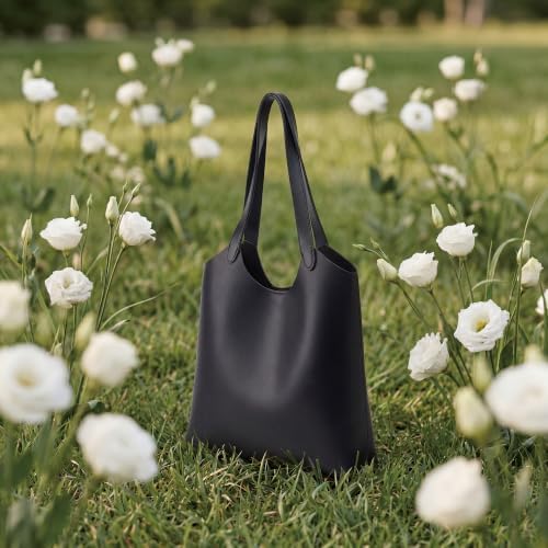 SUNLIGHT LEAVES Vegan Leather Light Tote Bag for Women (Black) — view 2