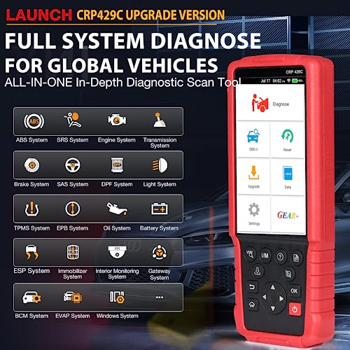2023 Upgrade Launch Crp429C Elite Android All System Obd2 Scanner With 15 Reset,Lifetime Free Online Update,Abs Bleeding,Injector Coding/Oil/Throttle/Epb/Bms/D-P-F/Sas/Immo/Tpms Reset/Gear Relearn.etc #TOP3