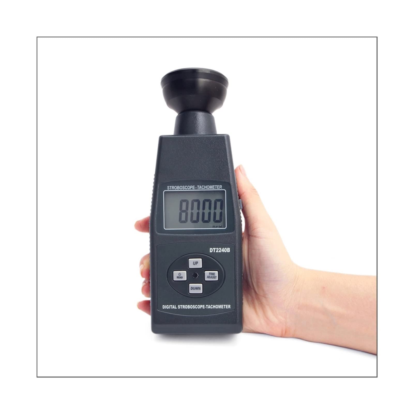 Estroboscopio de mano digital RZ Tacómetro Rpm Probador de revolución fotoeléctrica de láser de mano no contactada con láser 0RPM DT2240B