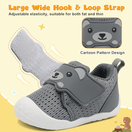 Image of FEETCITY Baby Walking Shoes Wide Baby Shoes Boys Girls Infant Sneakers Crib Shoes Breathable Toddler Barefoot Shoes Slip On Shoes