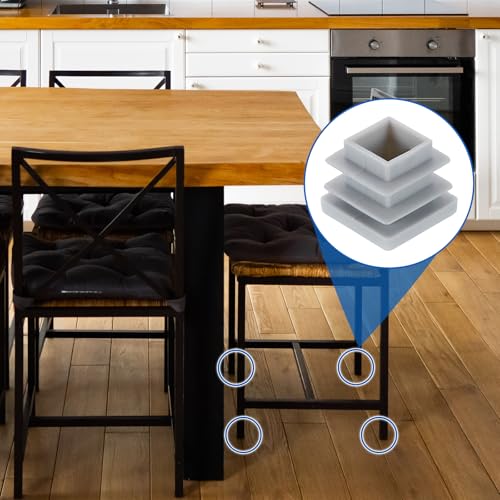 Image of uxcell 5 /8 inch (16mm) Square Tubing End Caps, 32 Pcs Plastic Hole Plugs Insert End Cap for Metal Tubing Post Chair Leg Table Bookshelves Furniture, Grey