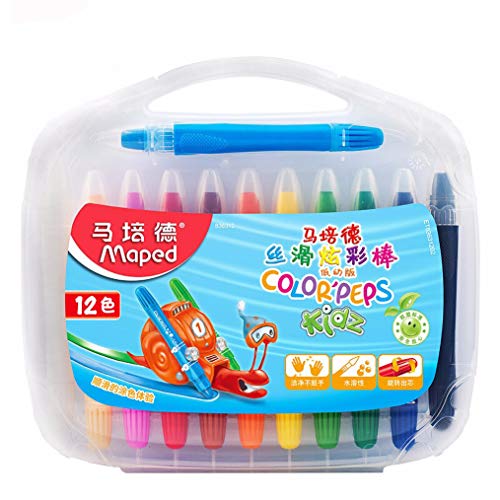YYMIYU Thin Rod Colorful Stick Pen 12 Color Rotating Washable Crayons Water Soluble