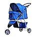 PawHut Passeggino per Cani Pieghevole Carrello per Animali Domestici Carrello Carrozzina Blu 75 x 45 x 97cm