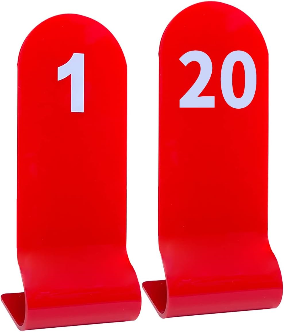 Table Numbers 1-20 Red Acrylic Double Sided Table Numbers For Wedding Reception Restaurants Cafes