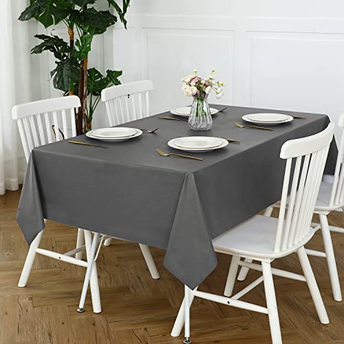 Image of Romanstile 100% Waterproof PVC Tablecloth, Rectangle Oil Spill Proof Stain Resistant Vinyl Table Cloth, Wipe Clean Plastic Table Covers for Kitchen /Dining /Parties - 60 x 84 Inch, Dark Grey