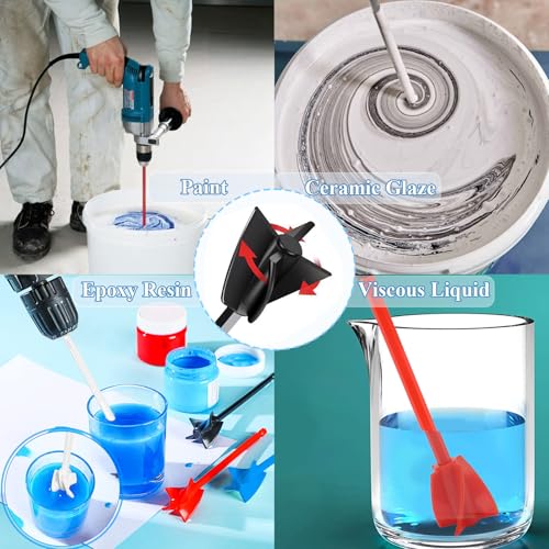 16 Pcs Resin Mixer Paddles,Reusable Plastic Paint Mixer Drill Attachment,Helix Resin Drill Mixer Paint Stirrer for Drill,Epoxy Resin Mixer Drill Paddle for Mixing Epoxy Resin Paint Silicone Molds