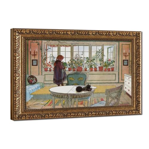 Toile Fleurs sur le rebord de la fenêtre Carl Larsson pour salon lumineux