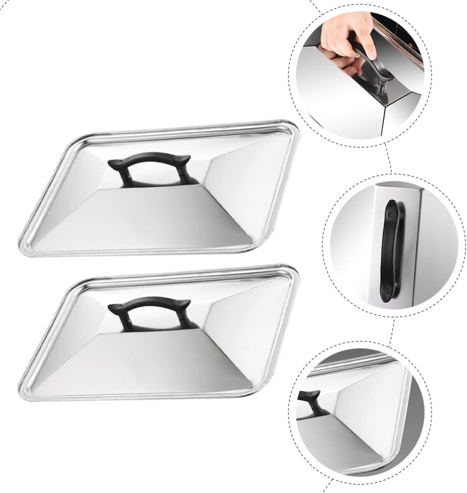 Angoily Silicone Pot Lids 2pcs Universal Lid for Pots Pans and Skillets Stainless Steel Lid Cover for Cast Iron Skillets Frying Pans Woks Cookware Replacement Lids Universal Pot Lid