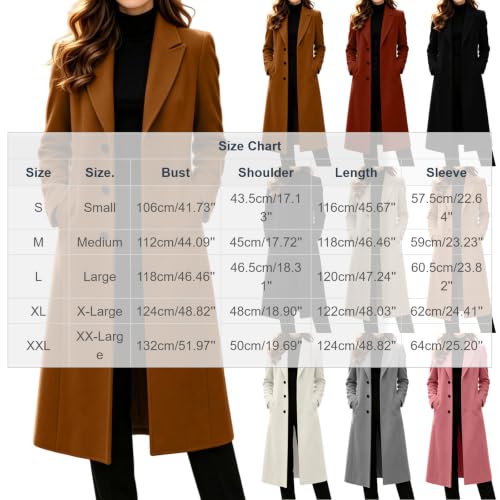 FPMLUXLL Winter Coats for Women Long Length Single Breasted Warm Pea Coats - image 6
