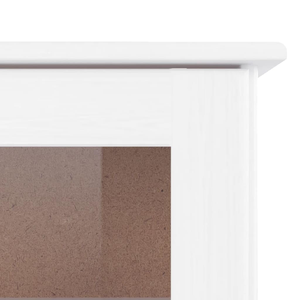 Générique Vetrina in Vetro Bianco 77x35x186,5 Cm Legno Di Pino Massiccio | Porte Vetri Ripiani Interni, Bottoni In Legno, Conservazione Per Collezioni E Stoviglie