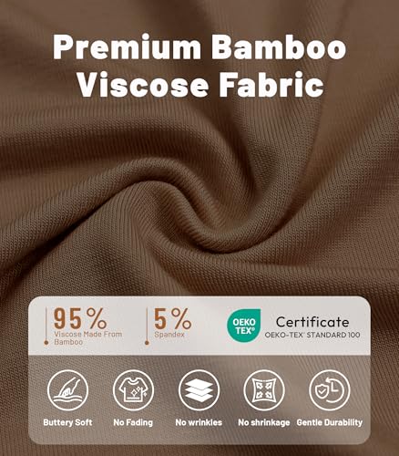Image of NACHILA Nightgowns for Women-Viscose Made from Bamboo, V Neck Sleepshirts Short Sleeve Sleepwear Cool Nightshirt