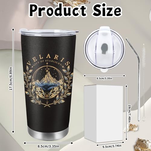 Image of AFRITEE Velaris City of Starlight Tumbler Cup - Mysterious Acotar 16 oz Cups with Lids and Straws Gift for Women, Acotar Coffee Tumbler Office Decoration Gift for Female Colleagues