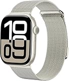 【Elegante e Confortevole】 Cinturino Apple Watch Magnetiche Regolabili per uomo e donna. Il elegante cinturini di ricambio per Apple Watch in acciaio inossidabile placcato a vuoto è visivamente luminoso e morbido al tatto. I bordi lucidati lo rendono liscio e non graffiano i vestiti. Il cinturino in rete è leggero, traspirante, assorbe il sudore ed è confortevole