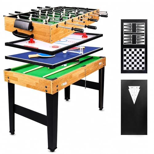 hotsizz Table multijeux 10 en 1 avec babyfoot, Table de ping Pong, Table Billard, Air Hockey et Plus Encore 121 × 61 × 73 cm Convient aux Adultes et aux...