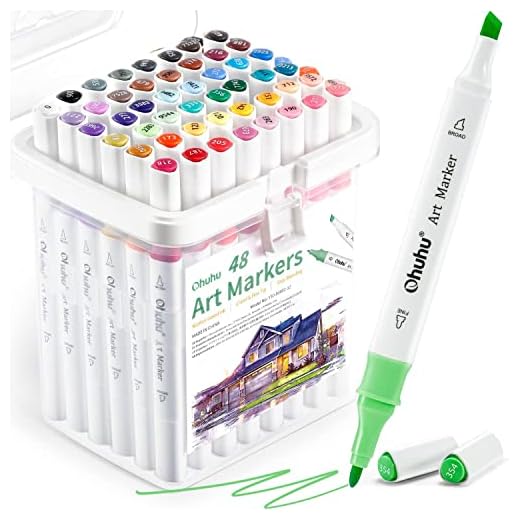 Ohuhu Rotulador de graffiti, 48 colores, rotuladores permanentes, doble punta, rotuladores, rotuladores, rotuladores, rotuladores, con bolsa de transporte para pintar, resaltar, subrayar