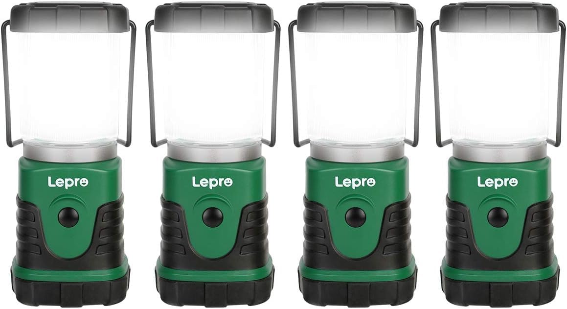 Lepro Linterna de Camping LED, Lámpara de Camping 350 lm (no incluida batería), Farol Camping Regulable 4 Modo de iluminación, Luz de Emergencia LED para camping, senderismo, pesca, etc, pack of 4