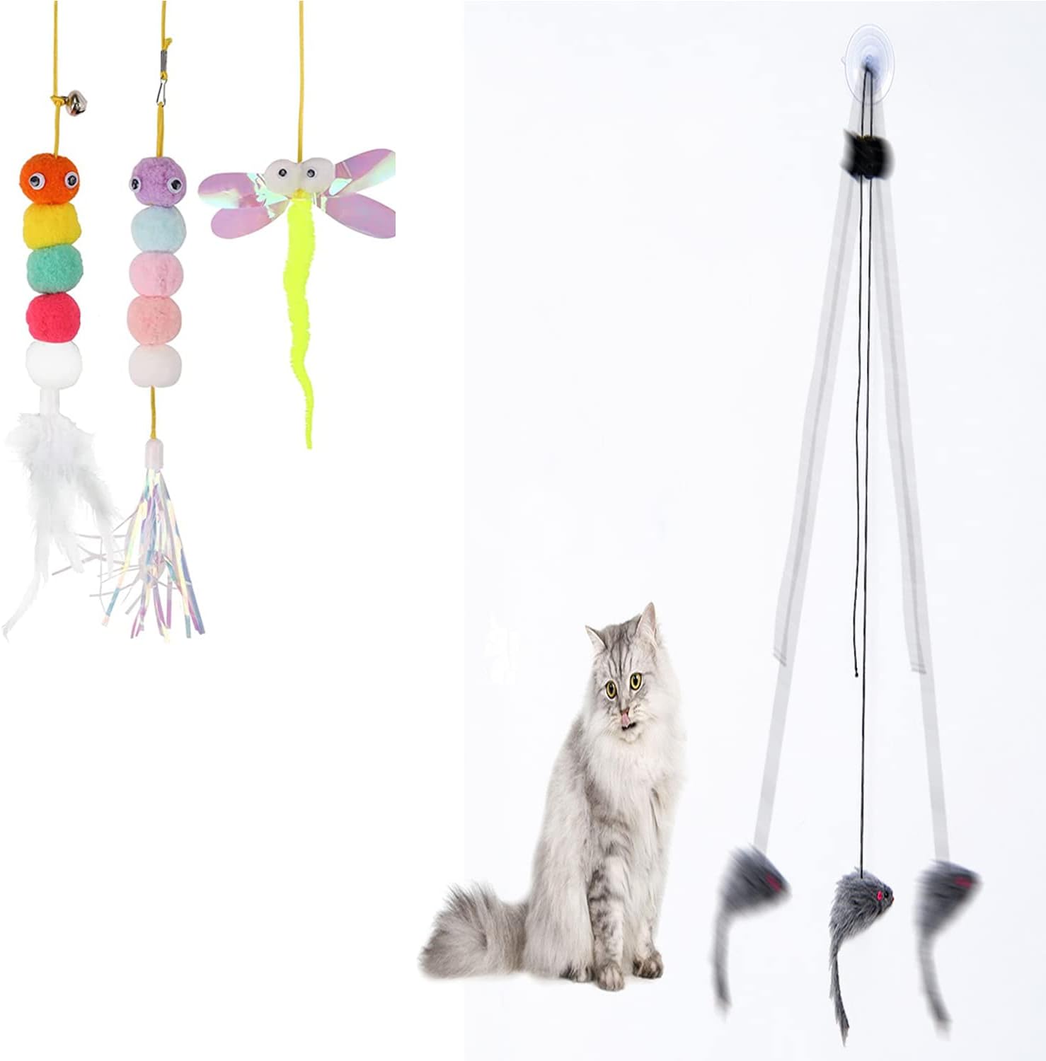 Hanging Cat Toys for Indoor Cats,Retractable Exercise Toy Rope,4