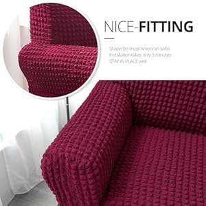Niceec loveseat slipcover red loveseat cover 1 piece easy fitted sofa couch cover universal high stretch durable furniture protector love seat with skirt country style 2 seater wine red  urban country home decor
