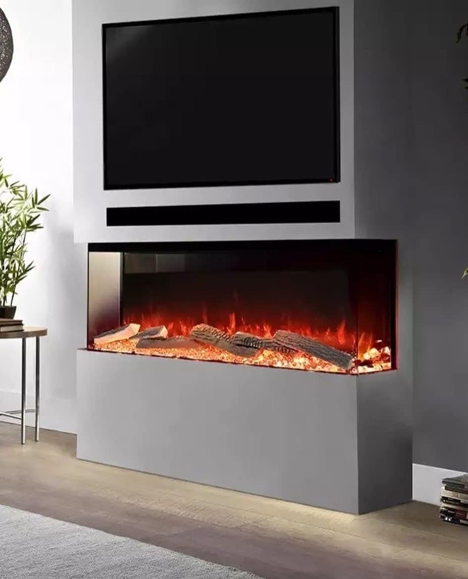 Econovex 72 Inch E1800 LED 3D Panoramic Glass Media Wall Electric Fire